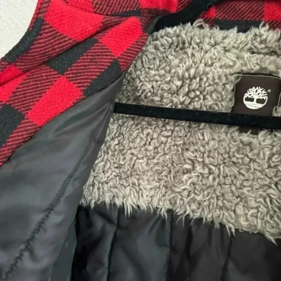 Timberland Shacket Jacket Womens Red Black Buffalo Plaid - Picture 4 of 10
